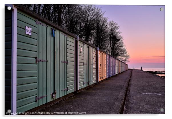 Colwell Bay Beach Huts Acrylic by Wight Landscapes