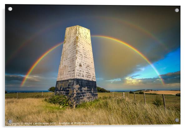 Ashey Sea Mark Double Rainbow Acrylic by Wight Landscapes
