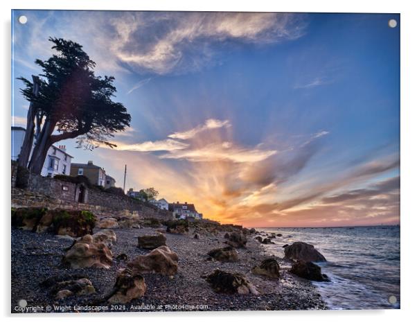 Seaview Sunset Isle Of Wight Acrylic by Wight Landscapes