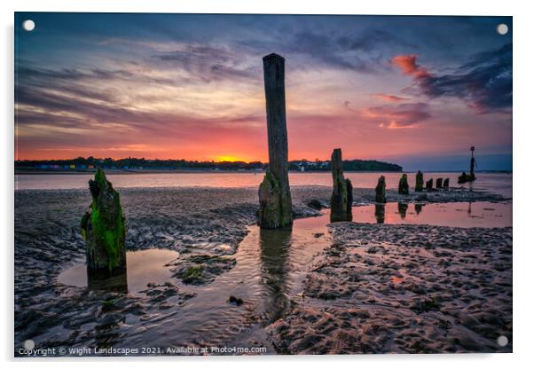 Bembridge Point Sunset Acrylic by Wight Landscapes