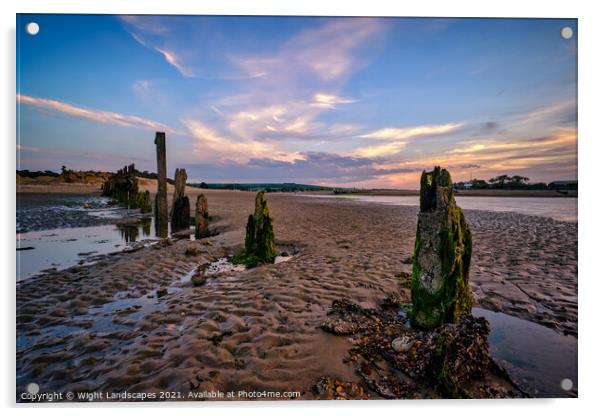 Bembridge Silver Sands Sunset Acrylic by Wight Landscapes