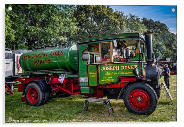Foden Steam Lorry UU1283 Acrylic by Wight Landscapes