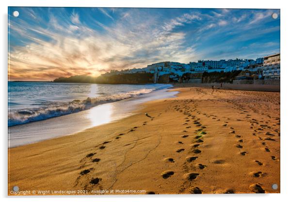 Albufeira Beach Sunset Algarve Portugal Acrylic by Wight Landscapes