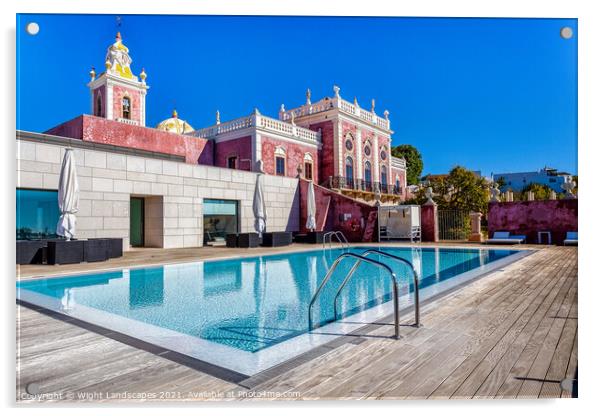 Pool Of The Pousada Palacio Estoi  Acrylic by Wight Landscapes