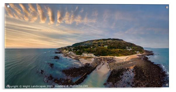 Bonchurch Beach Panorama Isle Of Wight Acrylic by Wight Landscapes