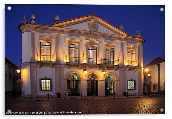 City Hall Faro at Night Acrylic by Wight Landscapes
