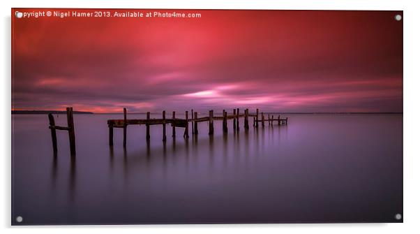 Binstead Jetty Sunset Acrylic by Wight Landscapes