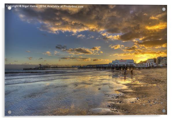 Sandown Pier Sunset Acrylic by Wight Landscapes