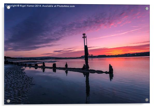 Bembridge Harbour Sunset Acrylic by Wight Landscapes