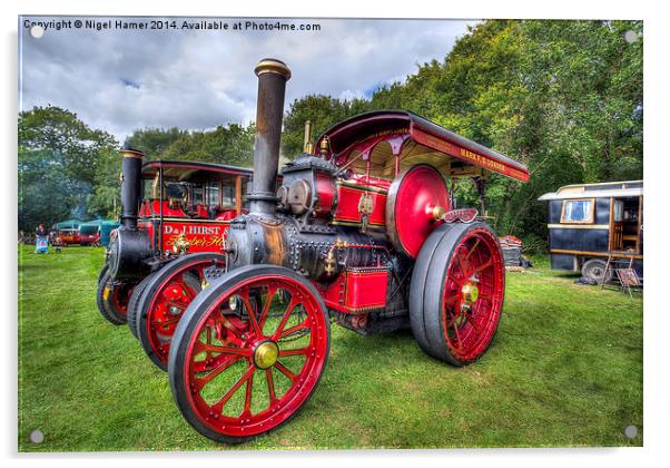 Steam Traction Engine Acrylic by Wight Landscapes
