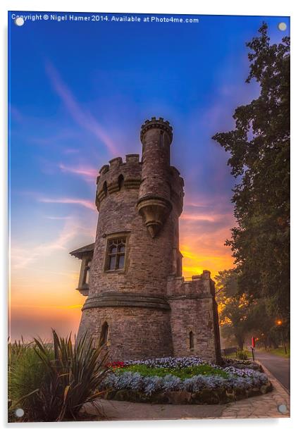 Dawn At Appley Tower Acrylic by Wight Landscapes