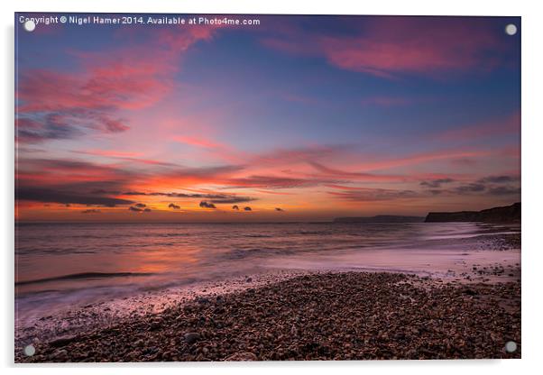 Brook Beach Sunset Acrylic by Wight Landscapes