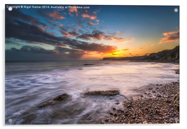 Sunset Over Culver Cliff Acrylic by Wight Landscapes