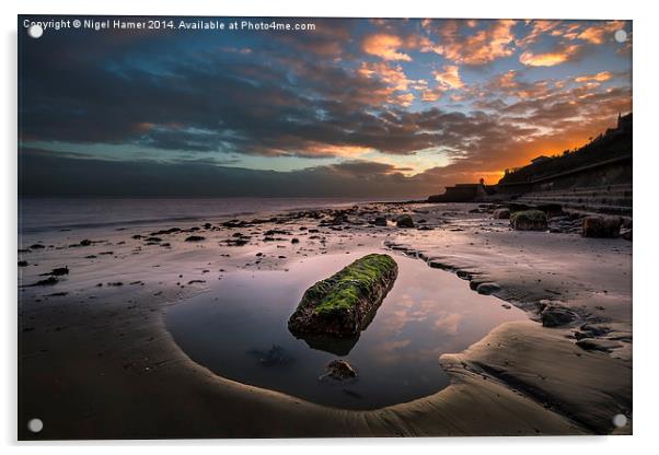 Rock Pool Sunset Acrylic by Wight Landscapes