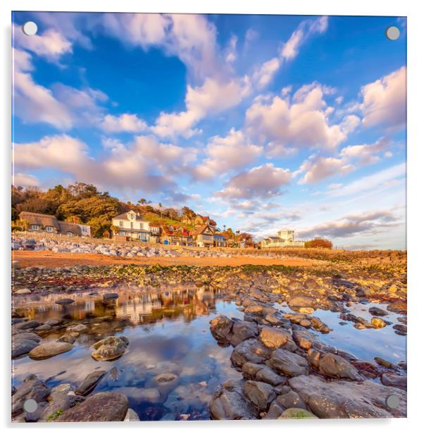 Low Tide At Steephill Cove Acrylic by Wight Landscapes