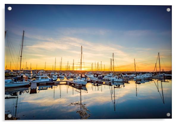 Island Harbour Sunset Acrylic by Wight Landscapes