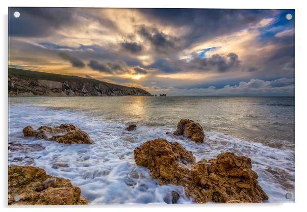 Alum Bay Sunset 2 Acrylic by Wight Landscapes