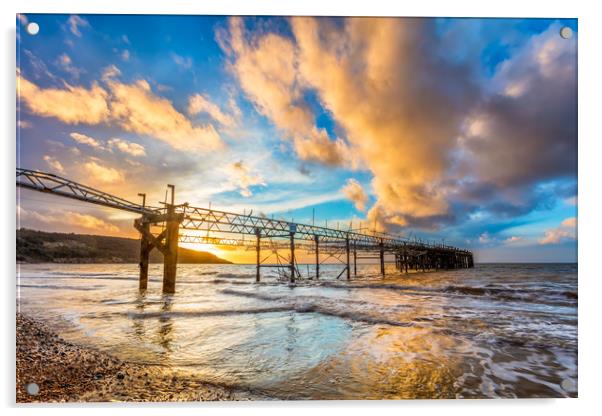 Totland Pier Sunset 2 Acrylic by Wight Landscapes