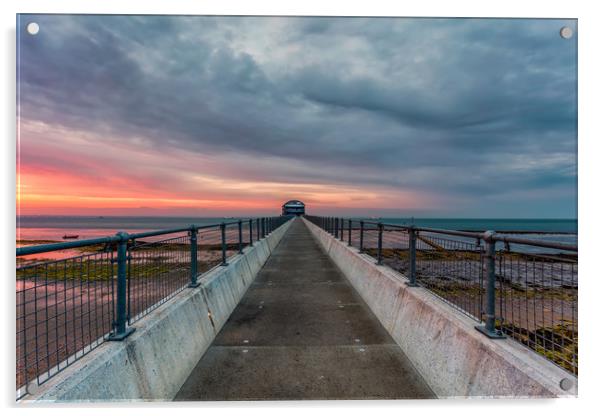 Bembridge Lifeboat Pier Sunset Acrylic by Wight Landscapes