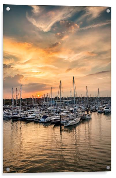 Berthon Marina sunset Acrylic by Wight Landscapes