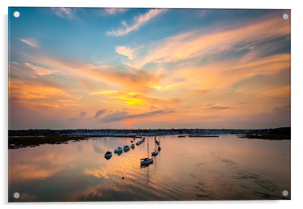 Lymington River sunset Acrylic by Wight Landscapes
