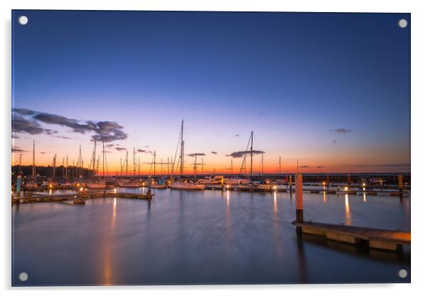 Yarmouth Harbour At Night Acrylic by Wight Landscapes