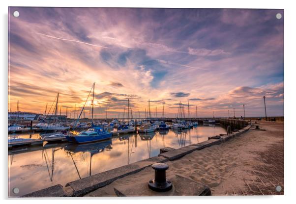 Ryde Harbour Wall Sunset Acrylic by Wight Landscapes