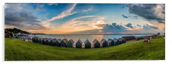 Gurnard Beach Hut Panorama Acrylic by Wight Landscapes
