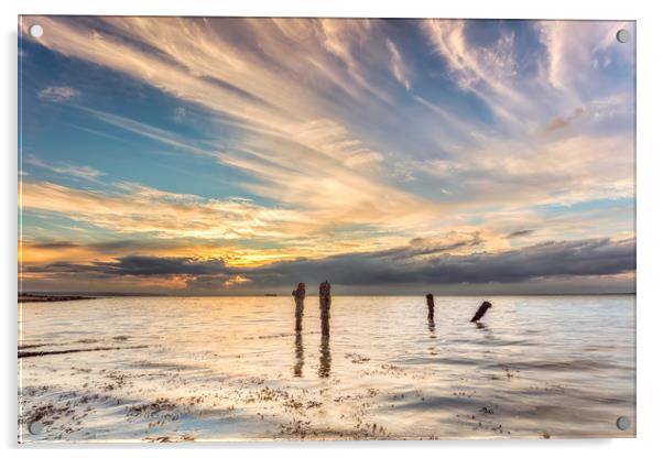 Western Beach Sunset Isle Of Wight Acrylic by Wight Landscapes
