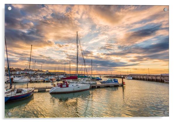 Ryde Harbour Sunset 2 Isle Of Wight Acrylic by Wight Landscapes
