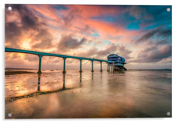 Stormy Lifeboat Station Sunset 2 Acrylic by Wight Landscapes