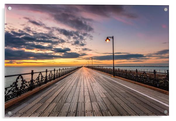 Ryde Pier Sunset Acrylic by Wight Landscapes