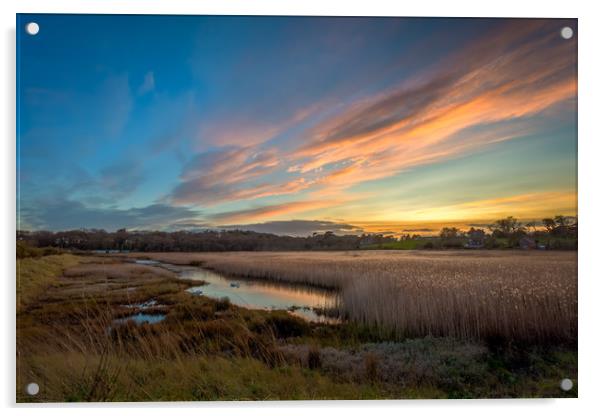 Yarmouth Salt Marsh Sunset Acrylic by Wight Landscapes