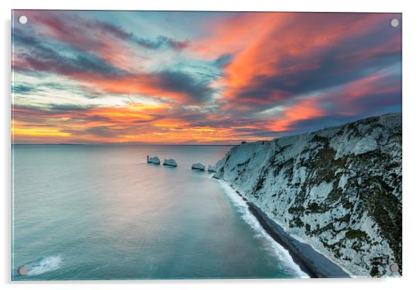 The Needles Sunset Acrylic by Wight Landscapes