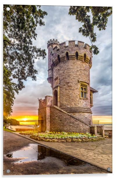 Appley Tower Sunset Ryde Isle Of Wight Acrylic by Wight Landscapes