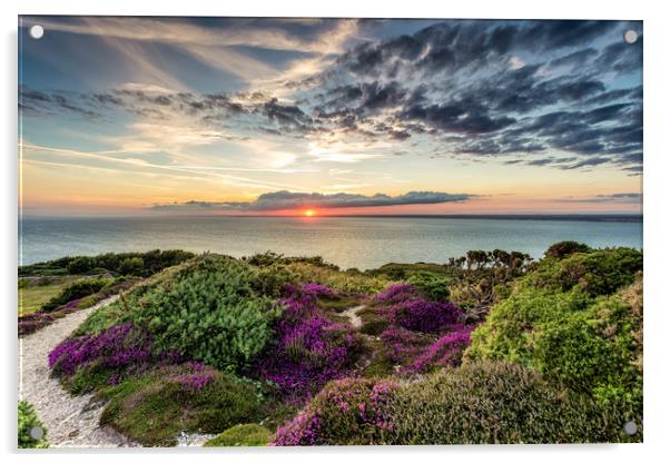 Headon Hill Sunset #4 Acrylic by Wight Landscapes