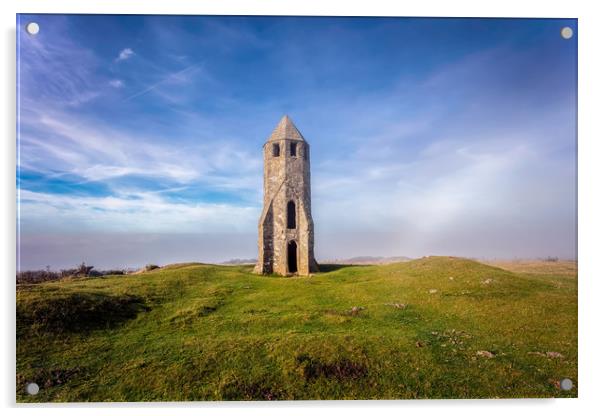 St Catherines Oratory The Pepperpot Acrylic by Wight Landscapes