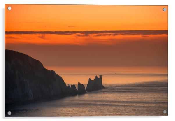 The Needles Sunset. Isle Of Wight Acrylic by Wight Landscapes