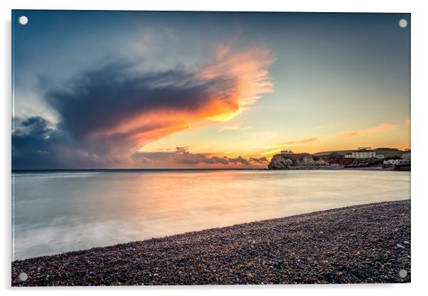 Freshwater Bay Beach Sunset Acrylic by Wight Landscapes