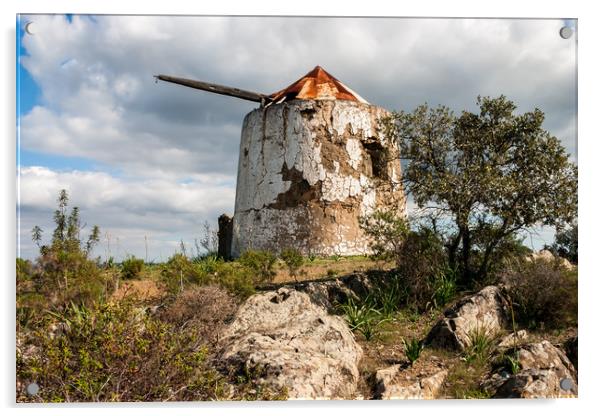 Derelict Windmill Laranjeiras Portugal Acrylic by Wight Landscapes