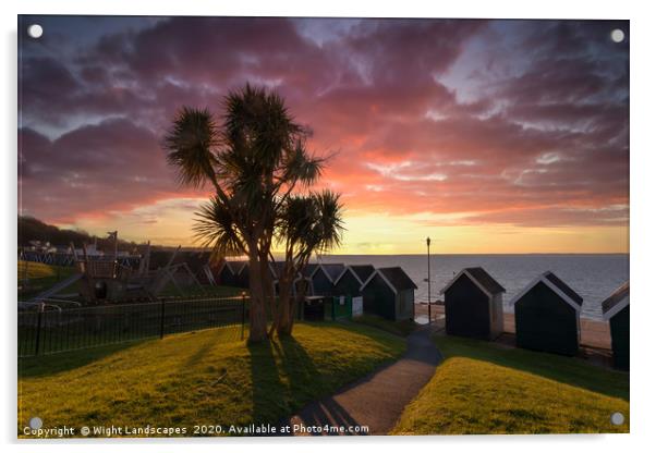 Gurnard Bay Sunset Isle Of Wight Acrylic by Wight Landscapes