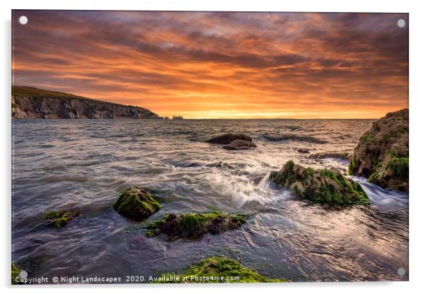 Alum Bay and The Needles Sunset Acrylic by Wight Landscapes