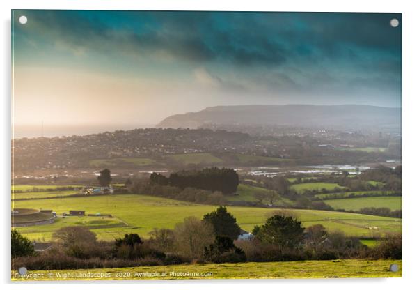 Sandown From Brading Down Acrylic by Wight Landscapes