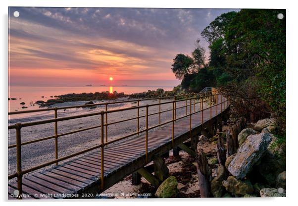 Sunrise The Boardwalk Seagrove Bay Isle Of Wight Acrylic by Wight Landscapes