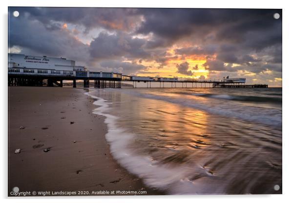 Sandown Pier Sunrise Acrylic by Wight Landscapes