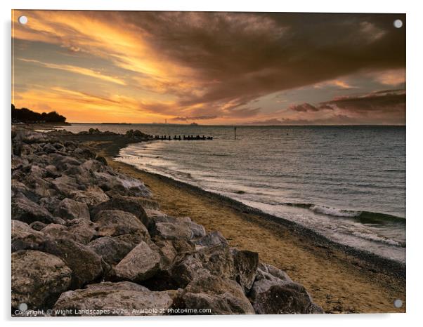 Seaview Sunset Isle Of Wight Acrylic by Wight Landscapes