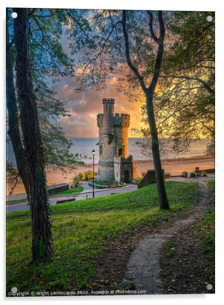 Dawn Sunrise At Appley Tower Acrylic by Wight Landscapes