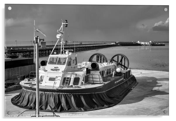 Island Express Hovercraft BW Acrylic by Wight Landscapes