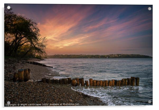 Bembridge Beach Sunset Acrylic by Wight Landscapes