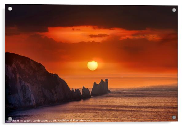The Needles Sunset Acrylic by Wight Landscapes